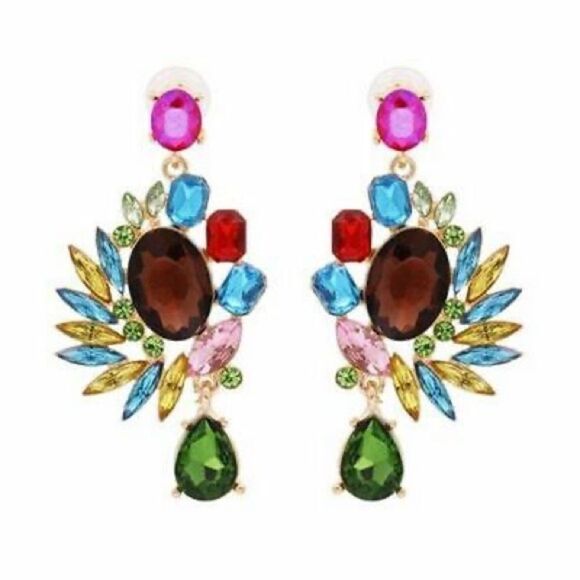 Dynasty Crystal Cluster Jewel Post Earrings - Picture 7 of 8